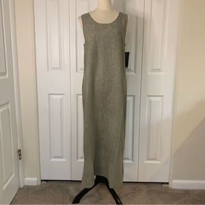 NWT Blue J SzSmall light olive green faint leopard pattern long sheath dress